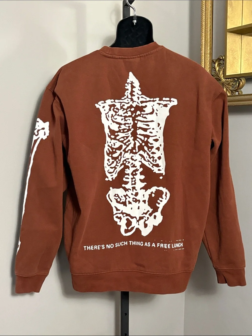 OBEY UO Exclusive Large Crew Neck Sweatshirt Rust Crewneck with White Graphic